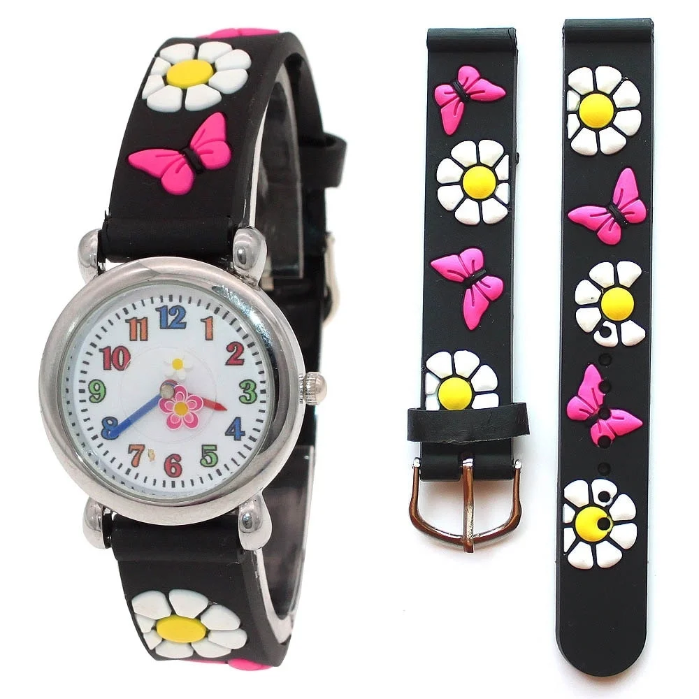 10 ชิ้น/ล็อต,ผสมผีเสื้อที่สวยงามการ์ตูนเด็กนาฬิกายางนาฬิกาเด็กชายซิลิโคนนาฬิกาข้อมือควอตซ์