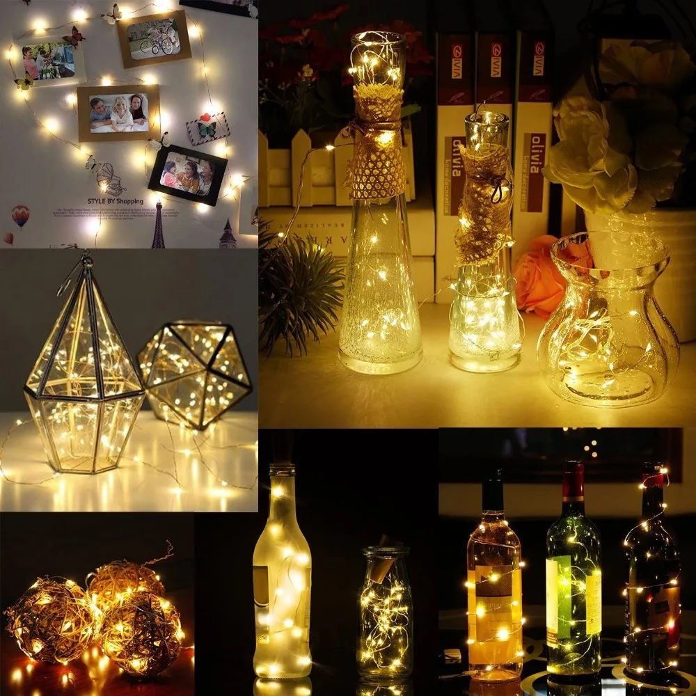 Luci LED A Forma Di Bottiglia Di Sughero Ricaricabili USB – 20 LED, Filo Di Rame 2m – Impermeabili, Ricaricabili, Per Decorazioni Fai Da Te E Bottiglie Di Vino - 2