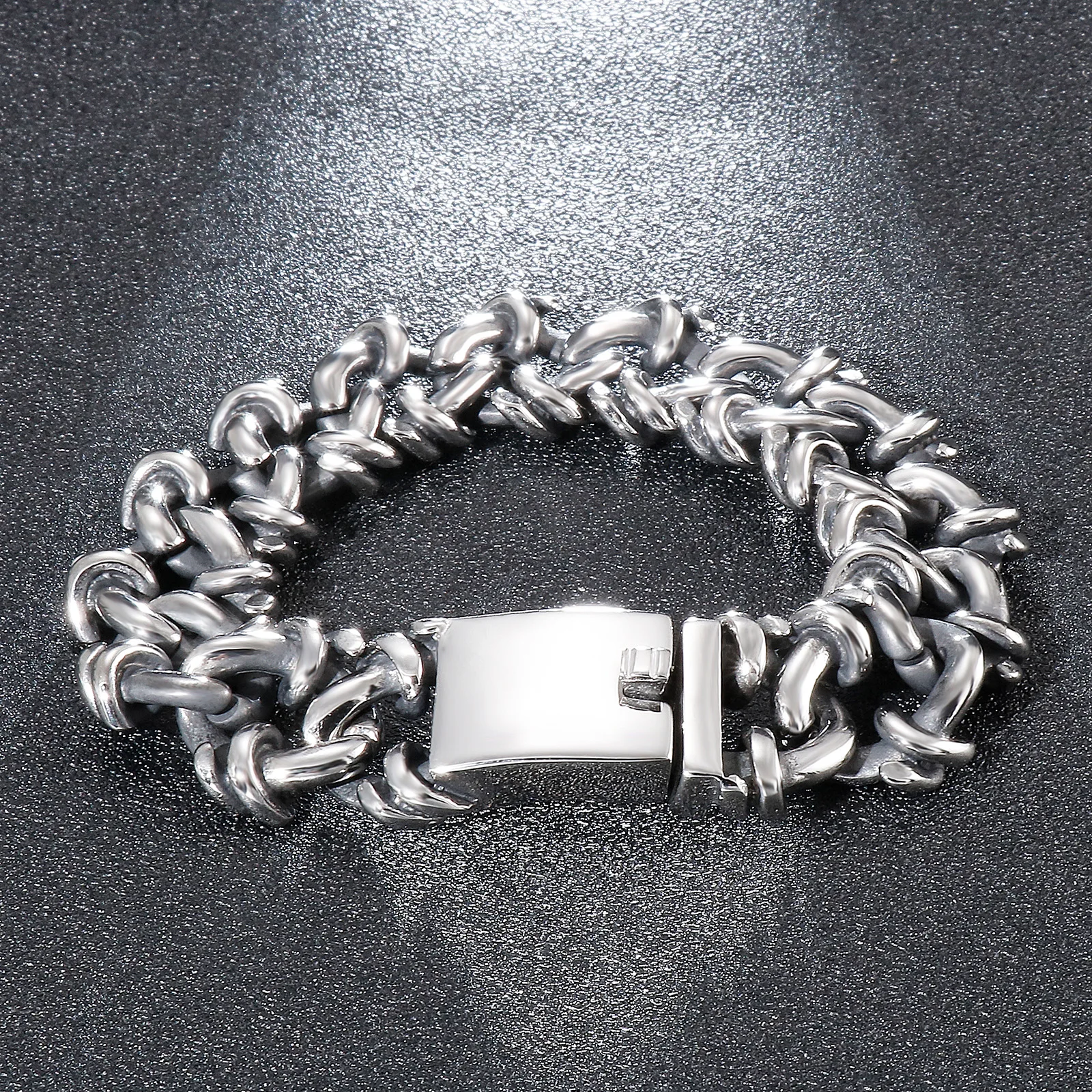 Kalen Stainless Steel 20MM Wide Bracelet Men‘s Chunky Roter Jewelry Shiny Twisted Chain Bracelets Party Accessories Gift