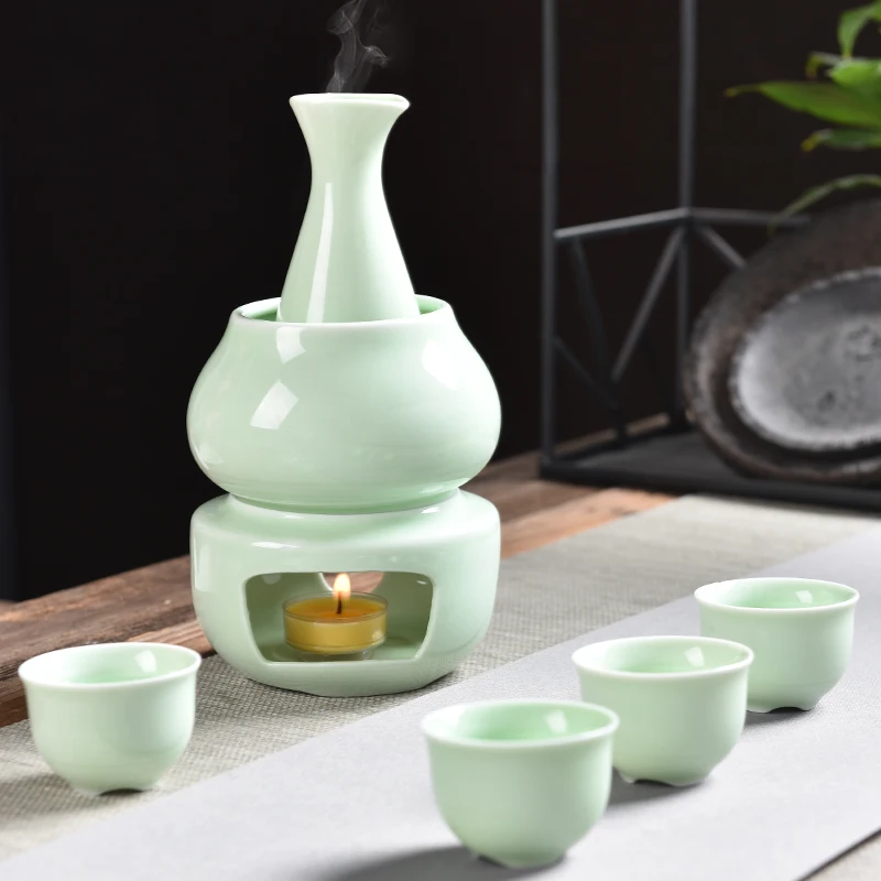 Ceramic wine warmer, hot kettle, scalding kettle, household distiller, Chinese Japanese wine cup and wine set