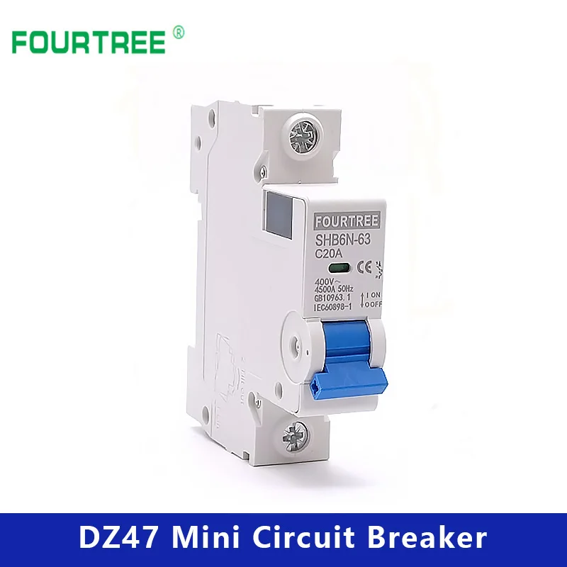 1 Pole 230V~ CType Mini Circuit Breaker Cutout Miniature Household Air Switch Mcb Mounting 18mm Din Rail Breaking Capacity 6KA