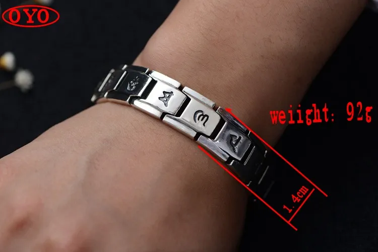 s925 sterling silver personality domineering retro Thai silver classic wrist ornament six-character mantra men domineering brace