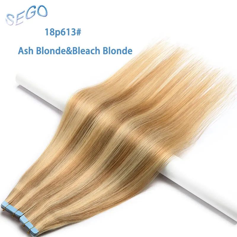 SEGO 2,5 g/Stück, gerade Tape-In-Haarverlängerungen, Echthaar, Skin Weft Tape Hair, nahtlos, unsichtbar, doppelseitiges Klebeband, 20 Stück – Detail 14