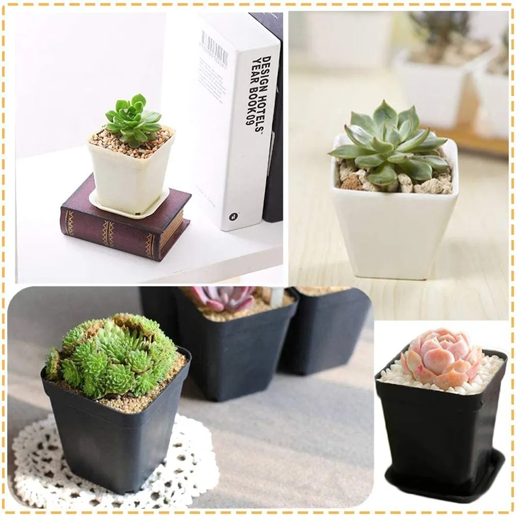 20pcs Mini Basin Square Flower Pot Succulent Plant Trays Color Mixing Home Office Decor DIY Garden Supplies