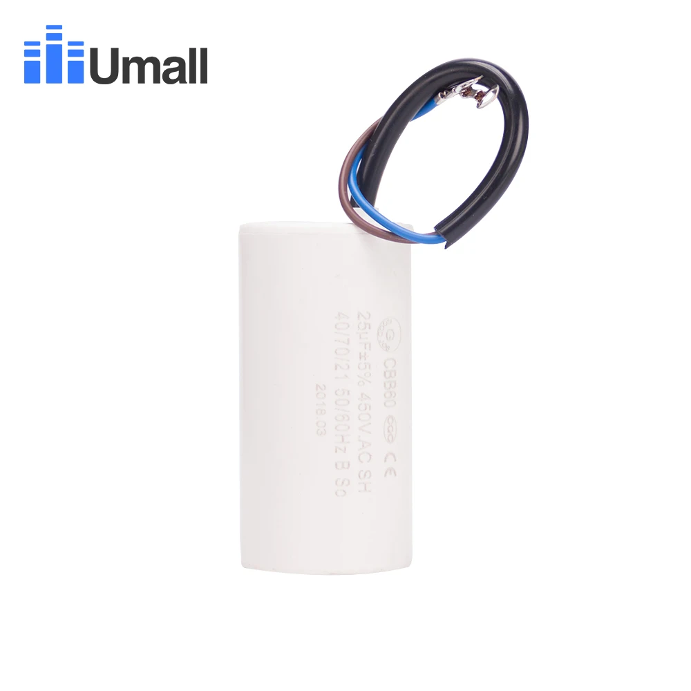 CBB60 450V 25uF running motor start capacitor for electric washing machine air conditioners two wires 2pcs