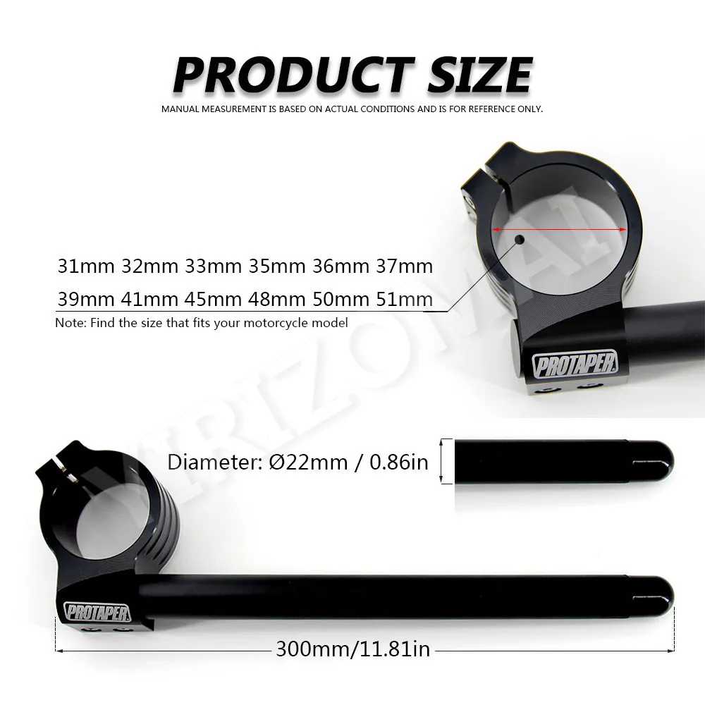 1 Pair PRO Universal CNC 31mm-51mm 32mm 33mm 35mm 36mm 37mm 39mm 41mm 50mm Motorcycle Clip on Ons Fork Riser Regular Handlebar
