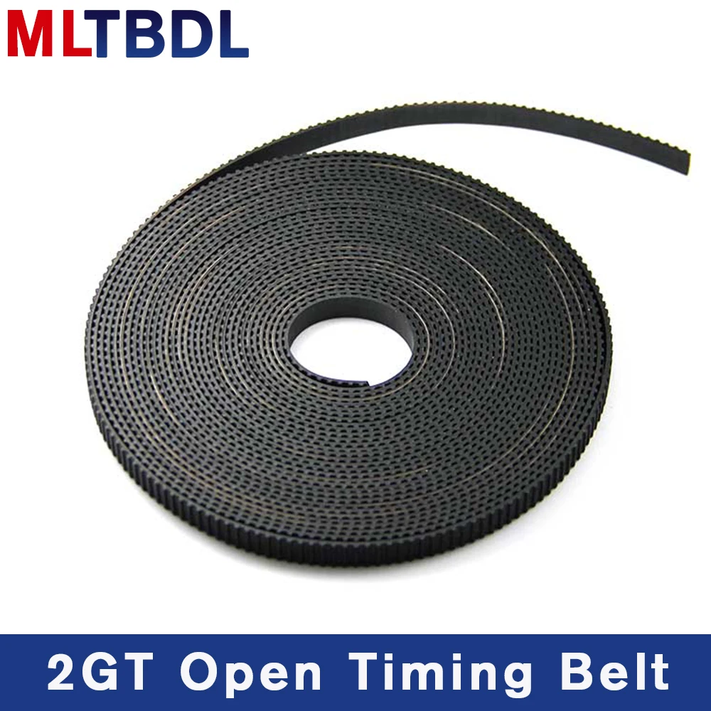 2/5meter GT2-6mm Open Timing Belt Width 6mm 10mm Rubber Material Pitch2mm black 2GT synchronous Belt For Reprap 3D Printer Parts