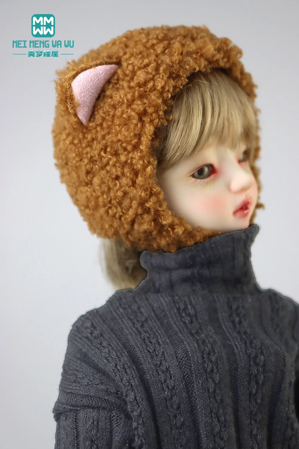 Clothes for doll Fashion Plush Cat Ear Hat fits 28-30cm Blyth Azone OB22 OB24 doll accessories