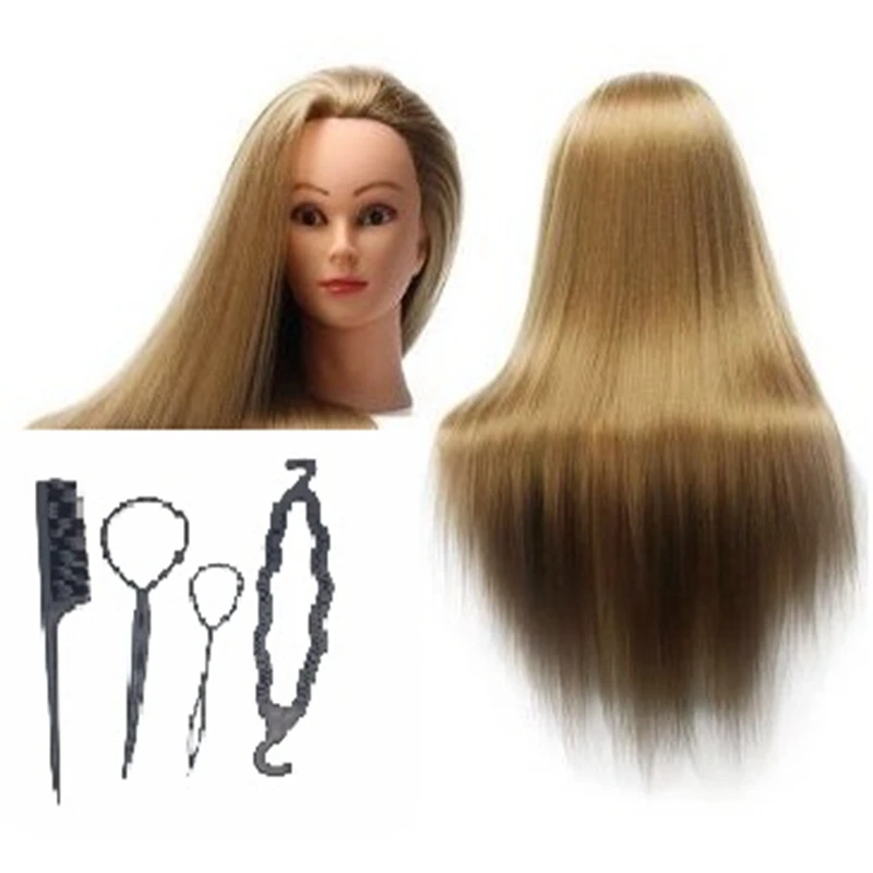 

CAMMITEVER Mannequin Head Hair Styling Training Head Manikin Cosmetology Doll Head Synthetic Fiber Hair Hairdressing with Tools