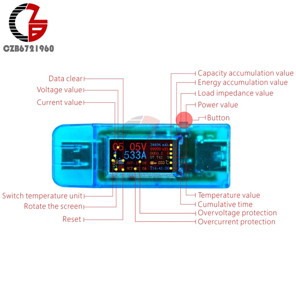 QC3.0 USB Tester DC 4-25V Digital Voltmeter Ammeter Fast Quick Charging Doctor Power Capacity Indicator Voltage Current Meter