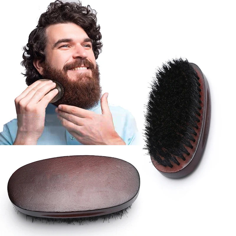 Cepillo para barba y pelo para hombre, peine de madera Natural, cepillo de cerdas de jabalí para barba y bigote, cepillo para el cuidado del vello Facial, kit de regalo para hombre, barba