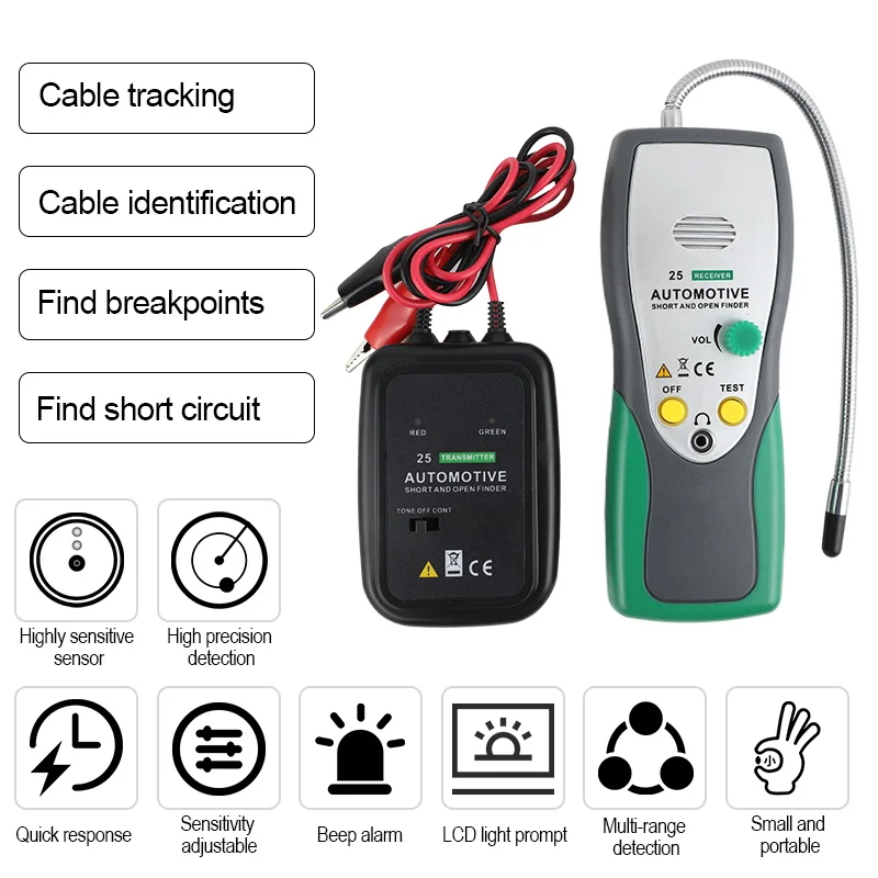 DY25 Automotive Short Open Circuit Finder Tester Car Trucks Cable Tracker Car Circuit Scanner Open Short DC Circuit Tester