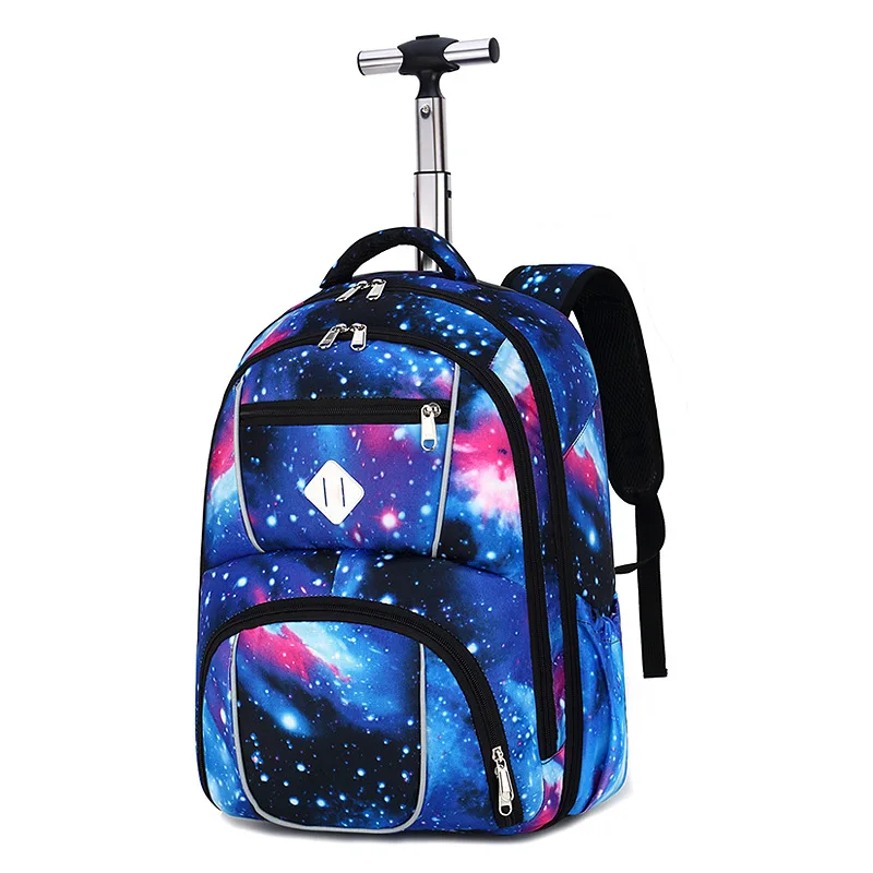 Student trolley suitcase bag Shoulder travel backpack middle school students drag rod bag schoolboy 18 inch luggage trolley bag