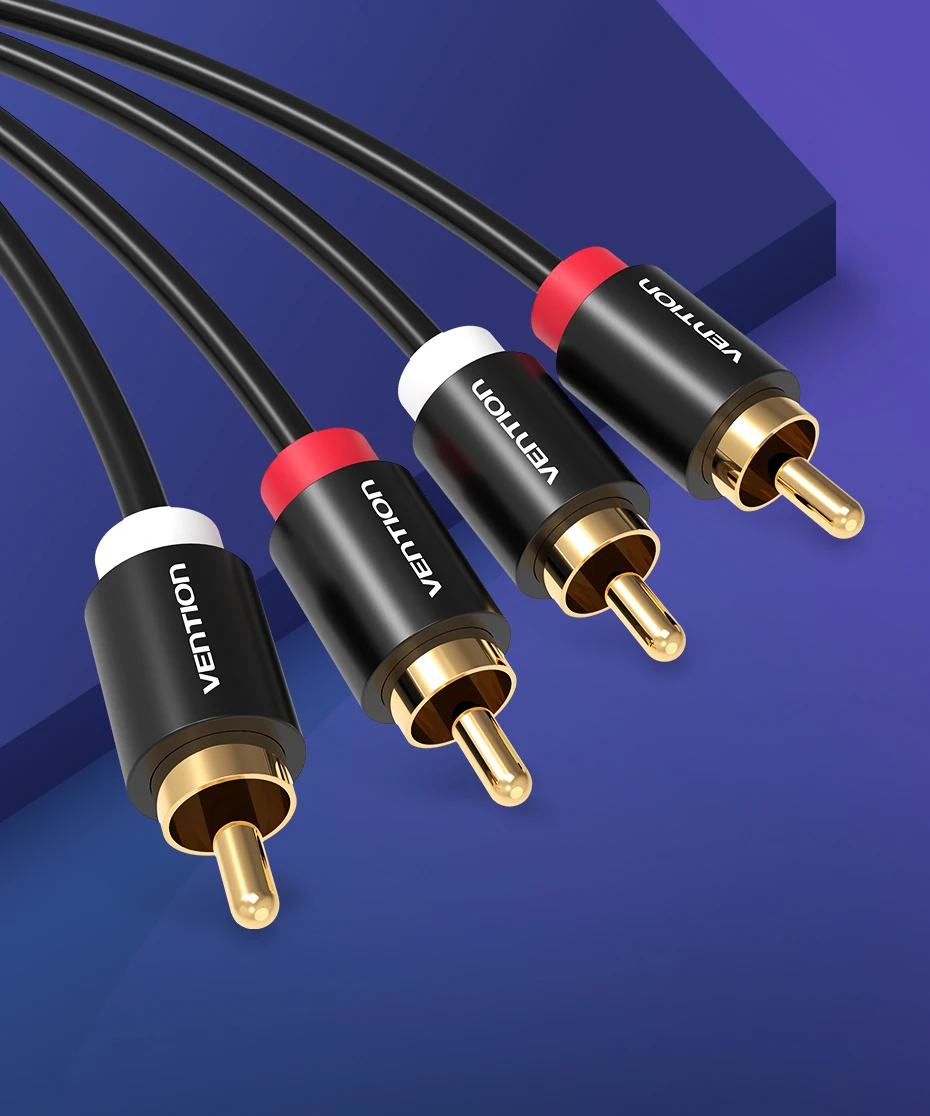 Vention 2 RCA auf 2 RCA-Kabel Stecker auf Stecker Audiokabel für Heimkino DVD-Verstärker TV 1 m 2 m 3 m 5 m Kabel RCA vergoldet Cabo – Detail 13