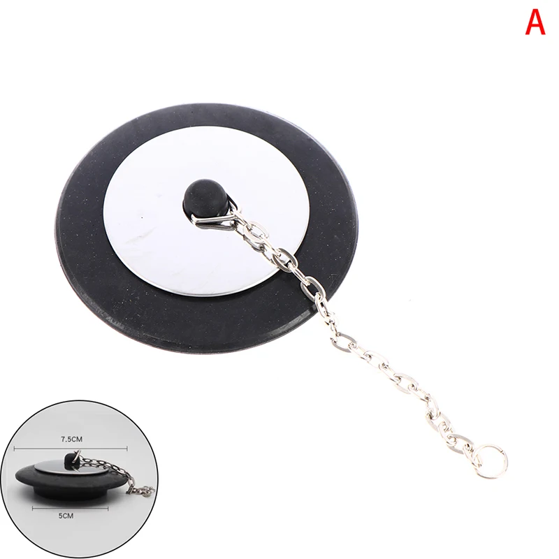 

1PC Stainless Steel Rubber Choke Bathtub Drain Stopper With Chain Bath Plug Drain Tub Stopper For Home Hotel Bathroom Bathtub