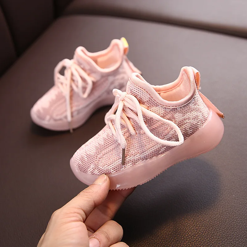 Spring Autumn Children Casual Sneakers Boys And Girls Leisure Shoes Non-slip Soft Breathable Kids Sport Running Shoes Black Pink