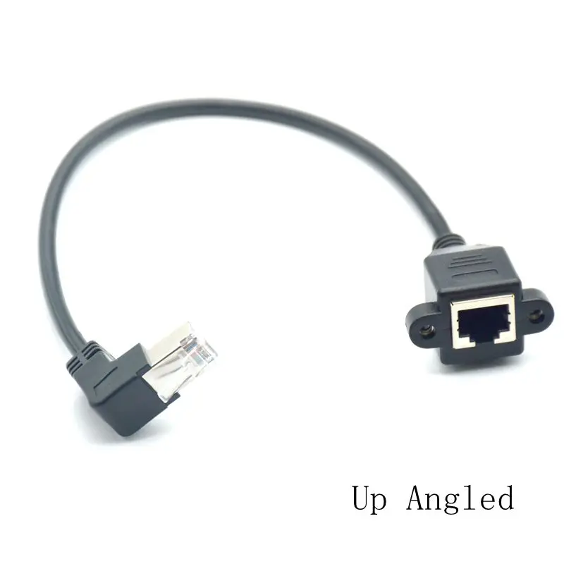 90 Degree 8P8C FTP STP UTP Cat5 RJ45 Male to Female With Screw Hole Extension Cable LAN Ethernet Network for Computer Router