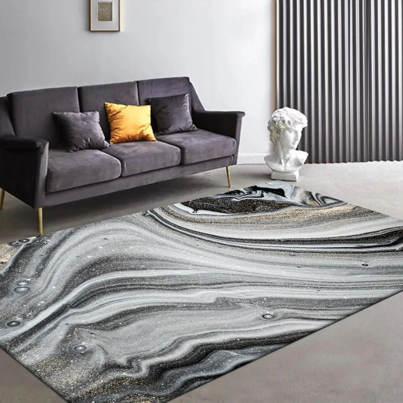 Modern Nordic Rug Fashion abstract black gray rock pattern seawater gilt Carpet for living room bedroom carpet kitchen floor mat