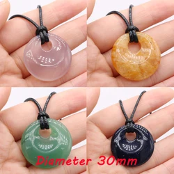 Natural Stone Pendant Necklace Simple Round Big Hole Crystal Lapis lazuli Opal Lucky Necklace Choker Jewelry Women Gifts