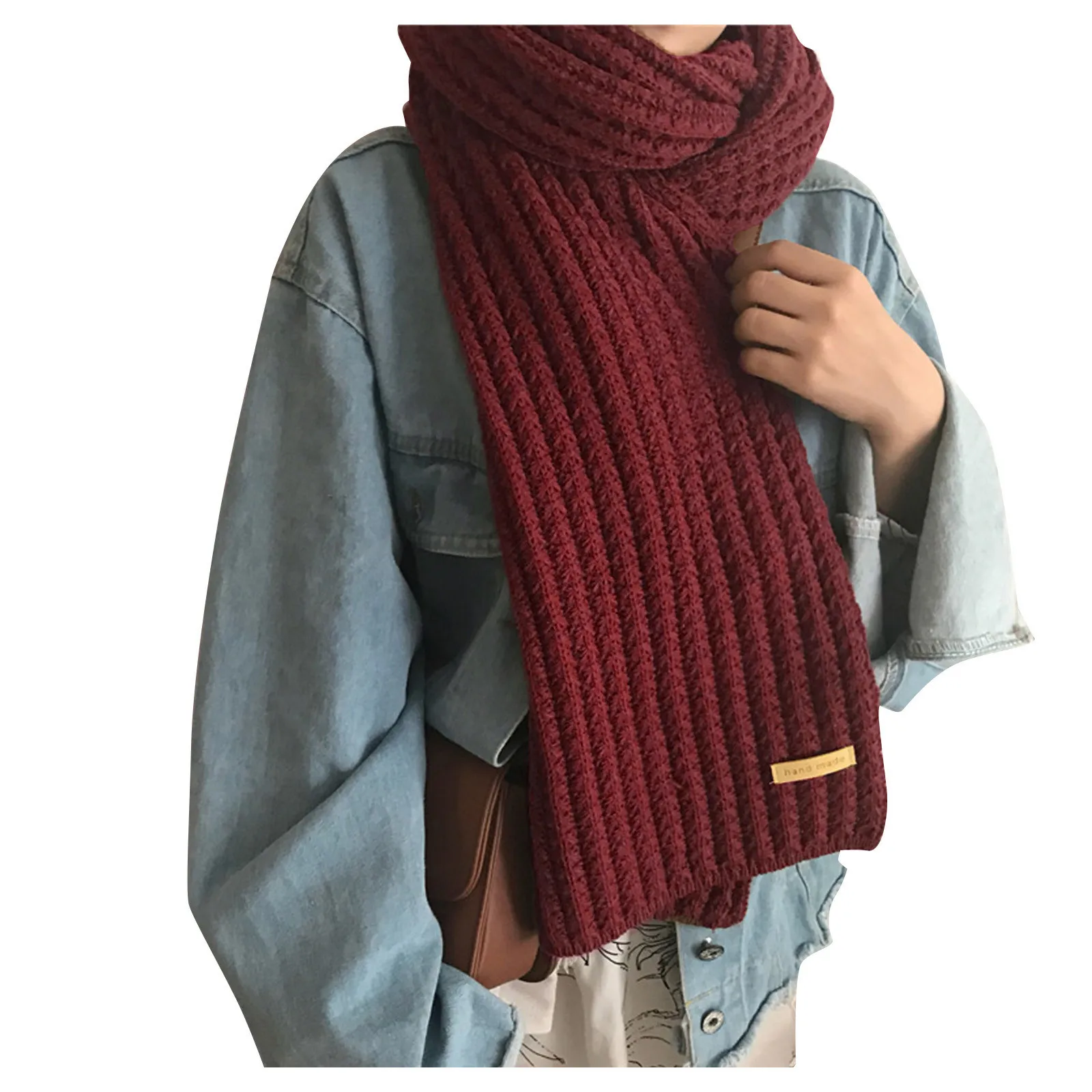 Fashion Winter Warm Scarf Ladies Knitted Scarf Winter Fashion Double Knitted Soft Woolen Thickening Warm Длинный шарф 180CM