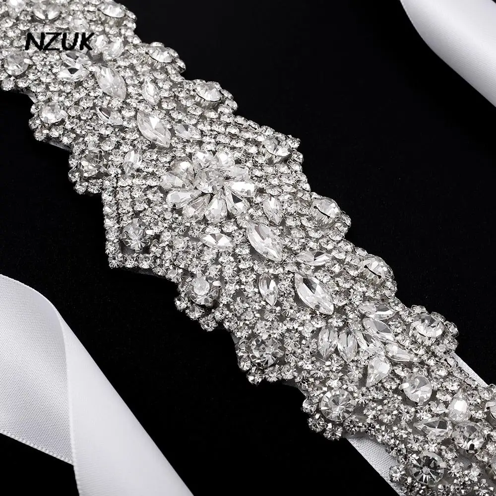 NZUK Luxury Rhinestone Bridal Sash Belts Crystal Wedding Belts Diamond Ribbon Dress Belts cinturones de fiesta mariage