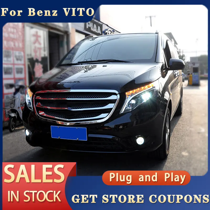 For Benz VITO LED Head lights 2013-2019 DRL Daytime Running Lights Head Lamp LED Bi Xenon Bulb Fog Lights Tuning Car Accessories