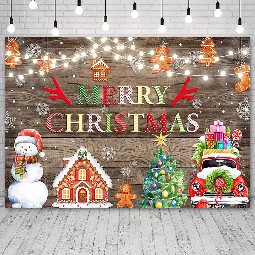 Mehofond Kind Winter Frohe Weihnachten Geschenk Baum Hintergrund Schneemann Süßigkeiten Haus Hintergrund Fotografie Hintergrund Requisiten Photozone