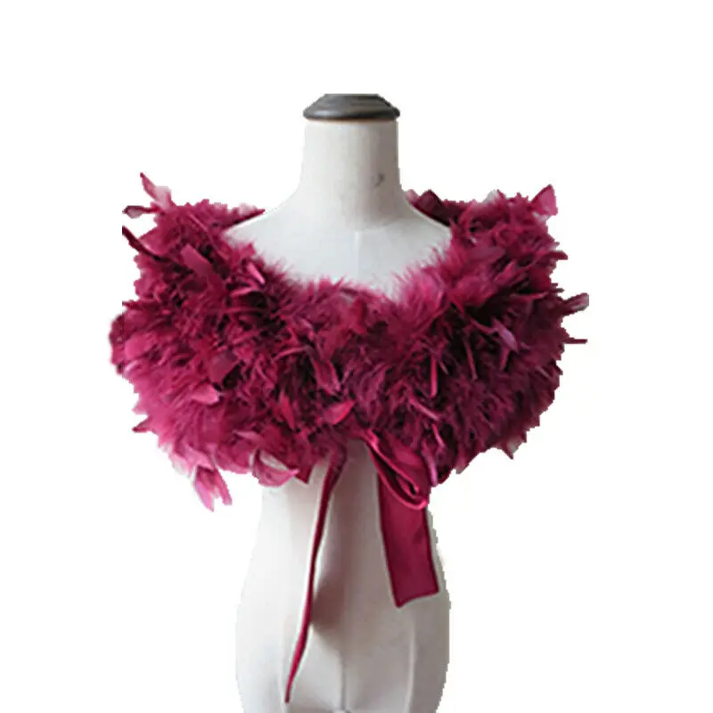 Vera pelliccia di piume di struzzo 100% avvolge Bolero solido scialle per feste di nozze nero bianco donna inverno rosa mantello proteggere spalla