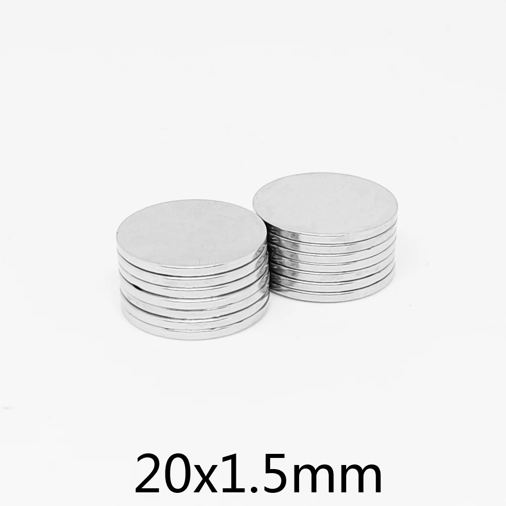 5/10/20/50/100PCS 20x1.5 mm Thin Round Powerful Strong Magnetic Magnets 20x1.5mm Neodymium Disc Magnets 20*1.5 Rare Earth Magnet