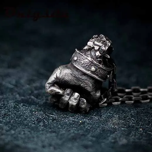 Vintage Personality Power Fist Necklace Pendant Motorcycle Party Punk Silver Color Necklace Hip Hop Jewelry Man Gift OSDZ140