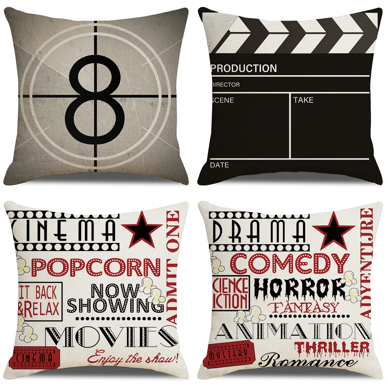 

Home decoration Cushion cover Retro movie subtitle Pillow case 45x45cm Pillowcase Linen Throw Pillow cover Sofa Cushion Cover