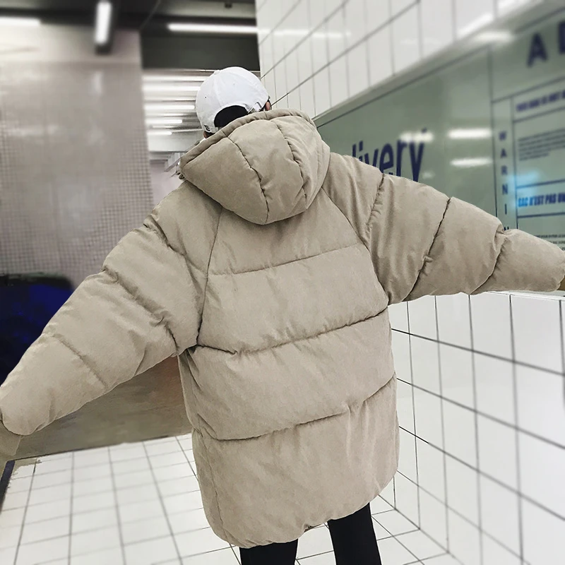 Männer Winter lange Kapuze Parkas Herren lose Mäntel schwarze Parkas männlich koreanischen Stil hochwertige warme Daunen jacke Marken kleidung