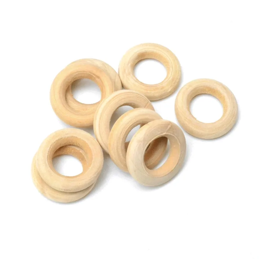 Natural Wood Circle DIY Crafts Embellishment For Wooden Ring BeadsChildren Kids Teething Wooden Ornaments Pick Size 15-70mm