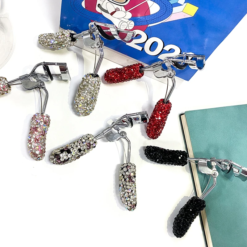 Bling Rhinestone Protable Colorful Eyelashes Curler Tweezer Curling Eye Lashes Clip Cosmetic Beauty Makeup EyelashesTool