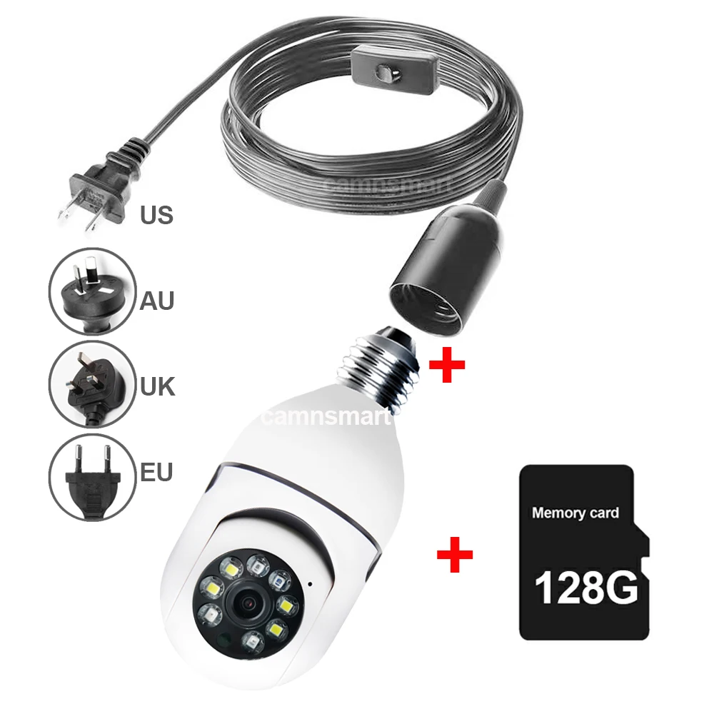 3MP YCC65plus Mini Camera Video Surveillance Indoor with 1.8M Hanging Pendant LED Lamp Base Cord Smart Home Monitor Auto Track