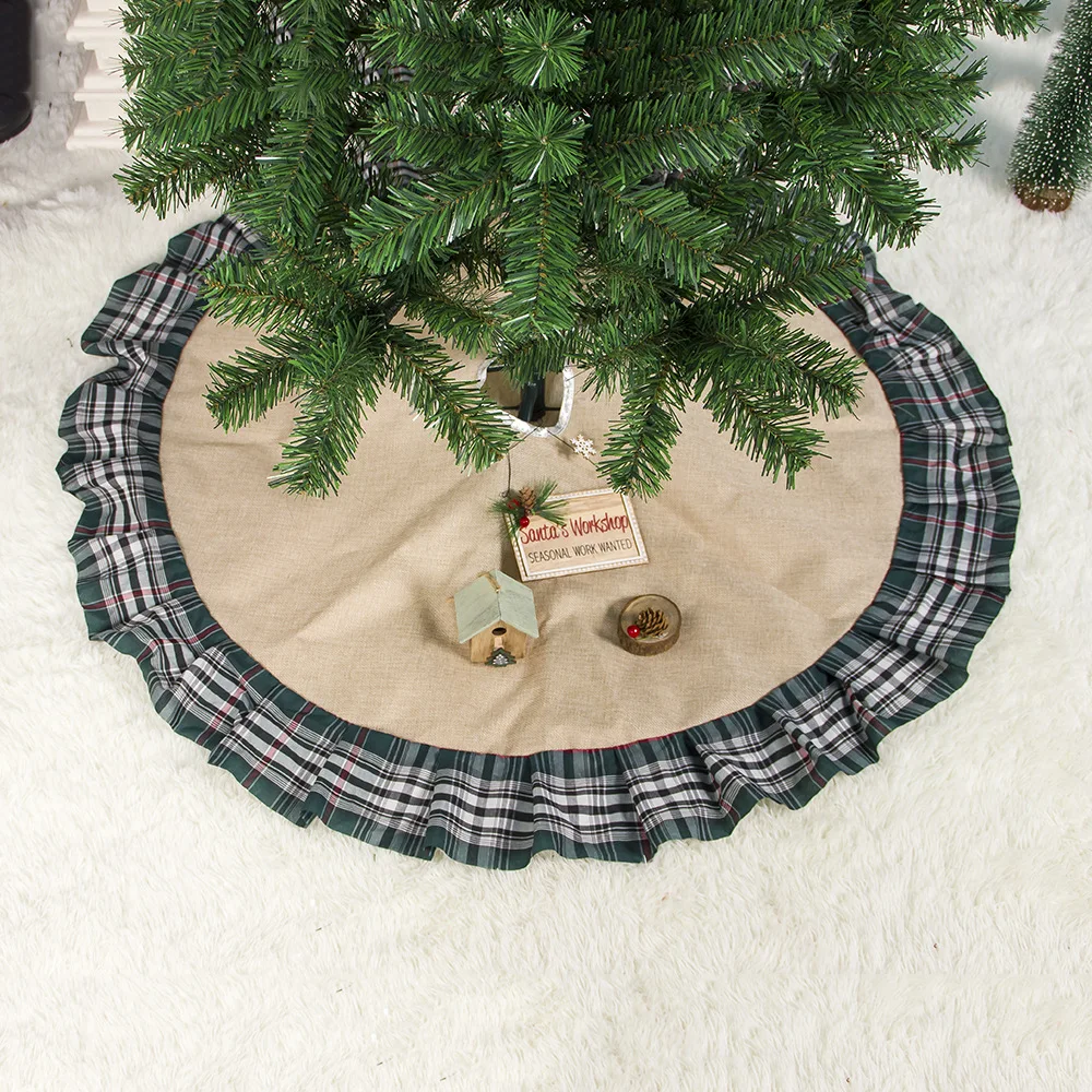 2020 New Year Christmas Decorations for Home Christmas Tree Decorations Buffalo Plaid Christmas Tree Skirt 100cm