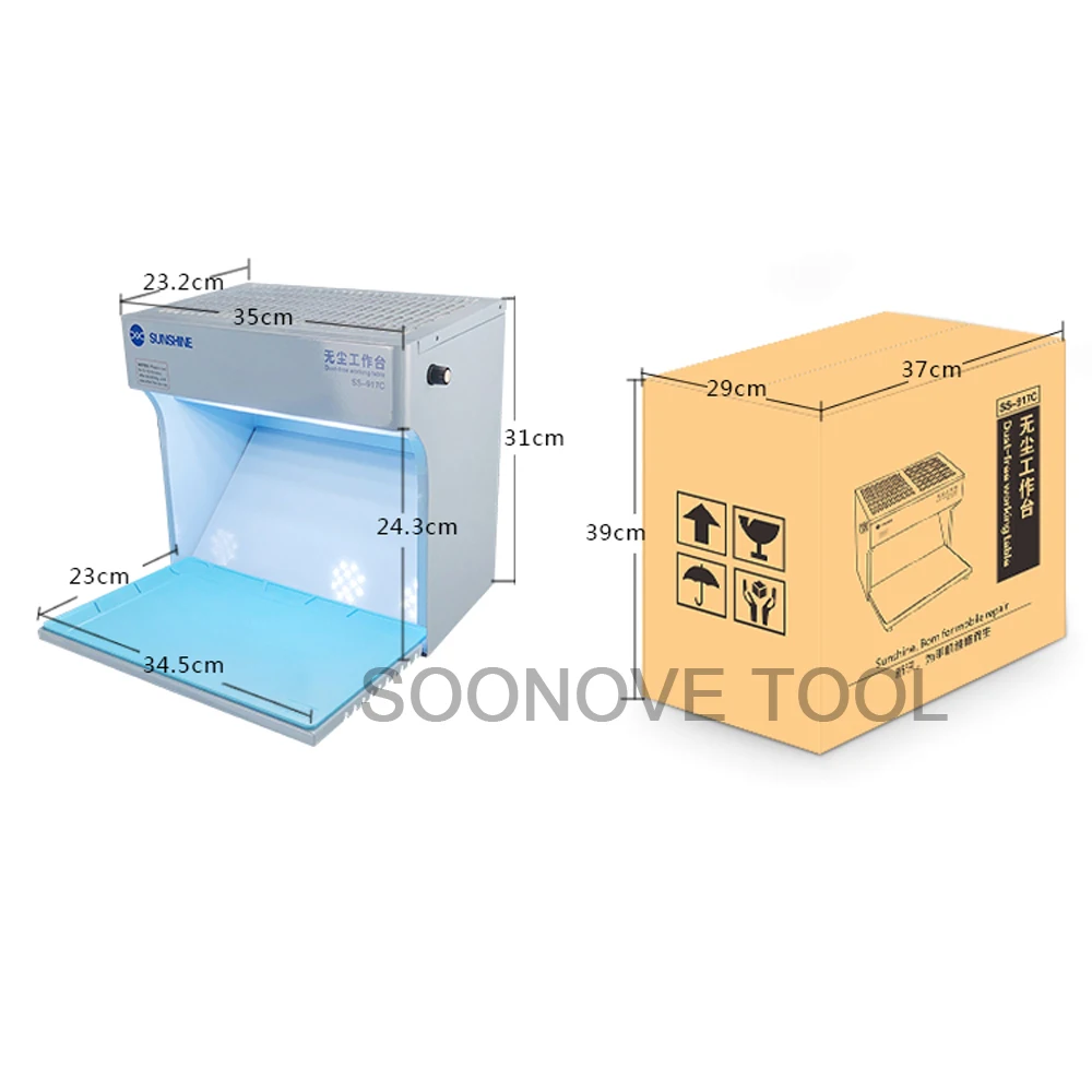 SS-917C Dust Free Working Room Anti Dust Working Bench Adjustable Wind Cleaning Room For Phone Refurbish Repair Workbench