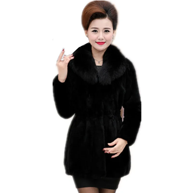 2022 New Mink Fur Coat for Women Long Thickening Mink Down Waist Slimming Imitation Fur Coat Winter New 6XL A83