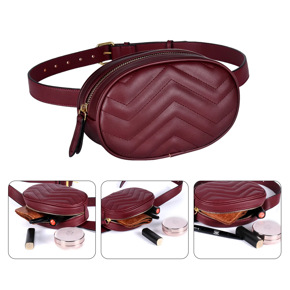 Geestock Fashion Women Waist Packs Bag for PU Leather Round Belt Bag Female Luxury Fanny Pack Crossbody Chest Bags Woman Handbag