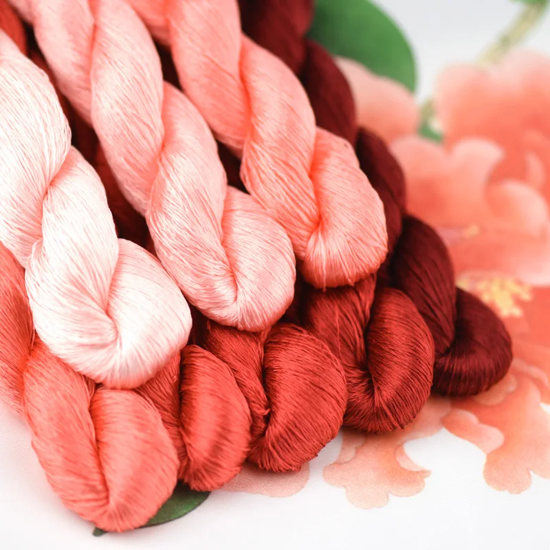 

No. 33 silk embroidery thread / 100% silk thread /hand embroidery embroider cross stitch/Peony red series/8 pure colors