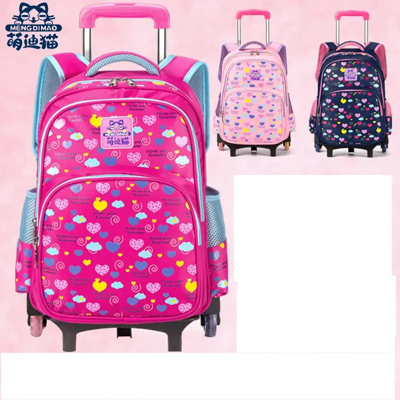 Children School Wheeled Backpack Bag for girls School Rolling Backpack Bag Mochilas Wheels School Trolley backpack Bag for kids