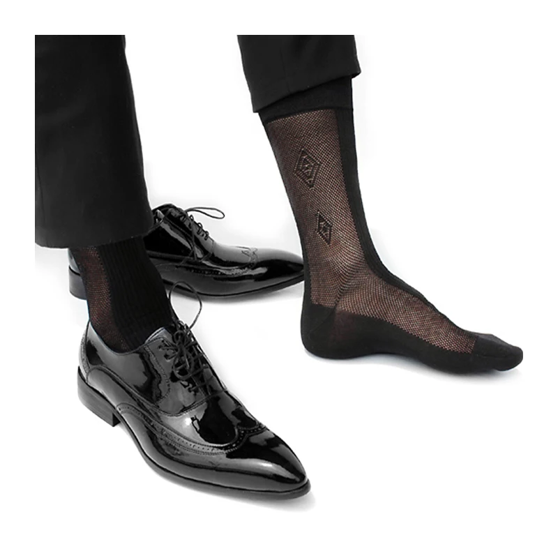 Formal Dress Suit Silk Socks for Leather Shoes Mens Sexy Thin Sheer Gay Sock Fetish Collection Hose Stockings