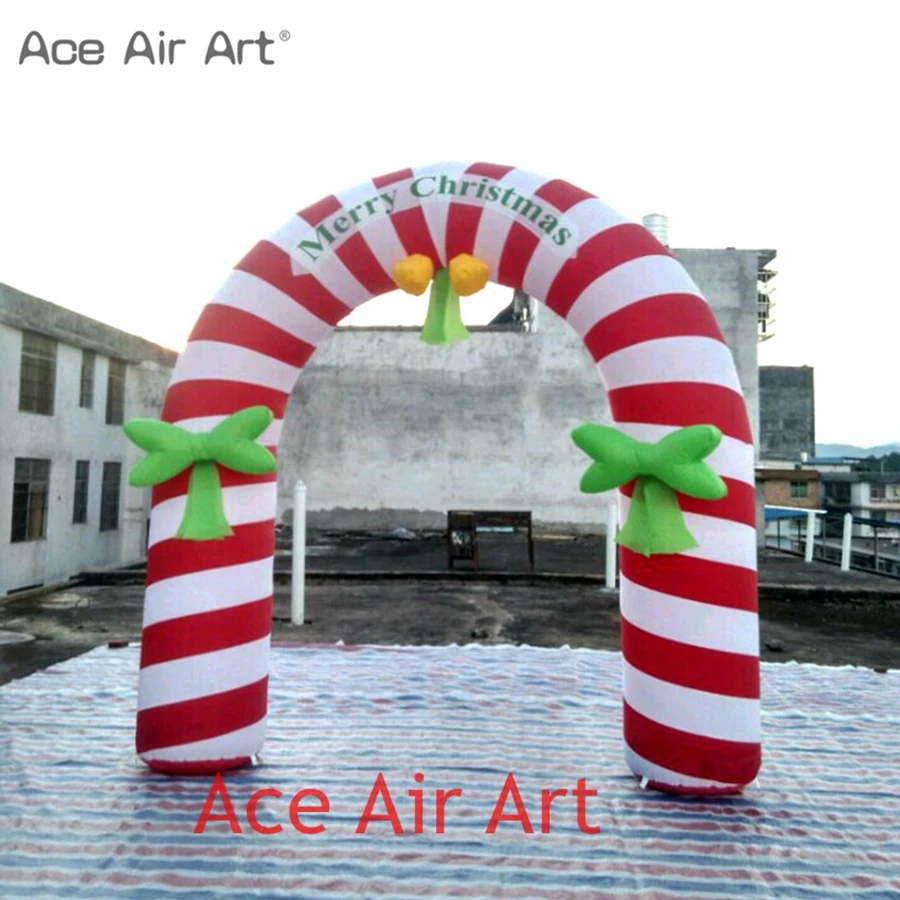 Inflatable Candy Cane, Christmas Arch, Festival Archway Decoration, Made by Ace Air Art, New Style, Pretty, 4m x 4m H