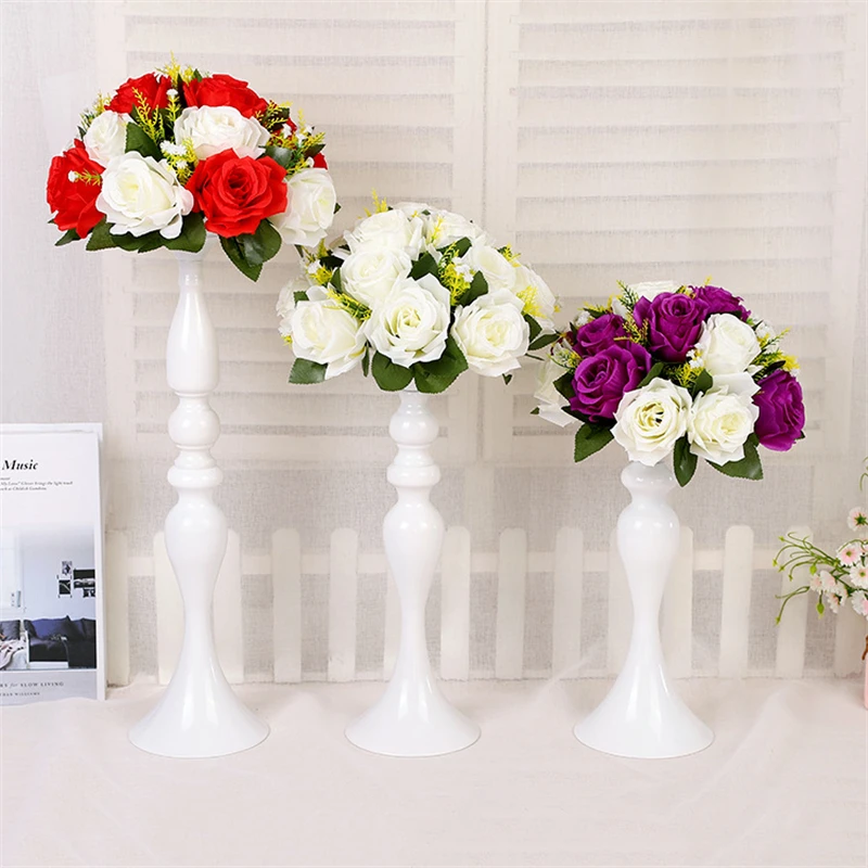 32/38/48CM Gold Candle Holders flower Vase Table Centerpiece Event Flower Rack Road Lead Wedding Decoration Metal Candlestick