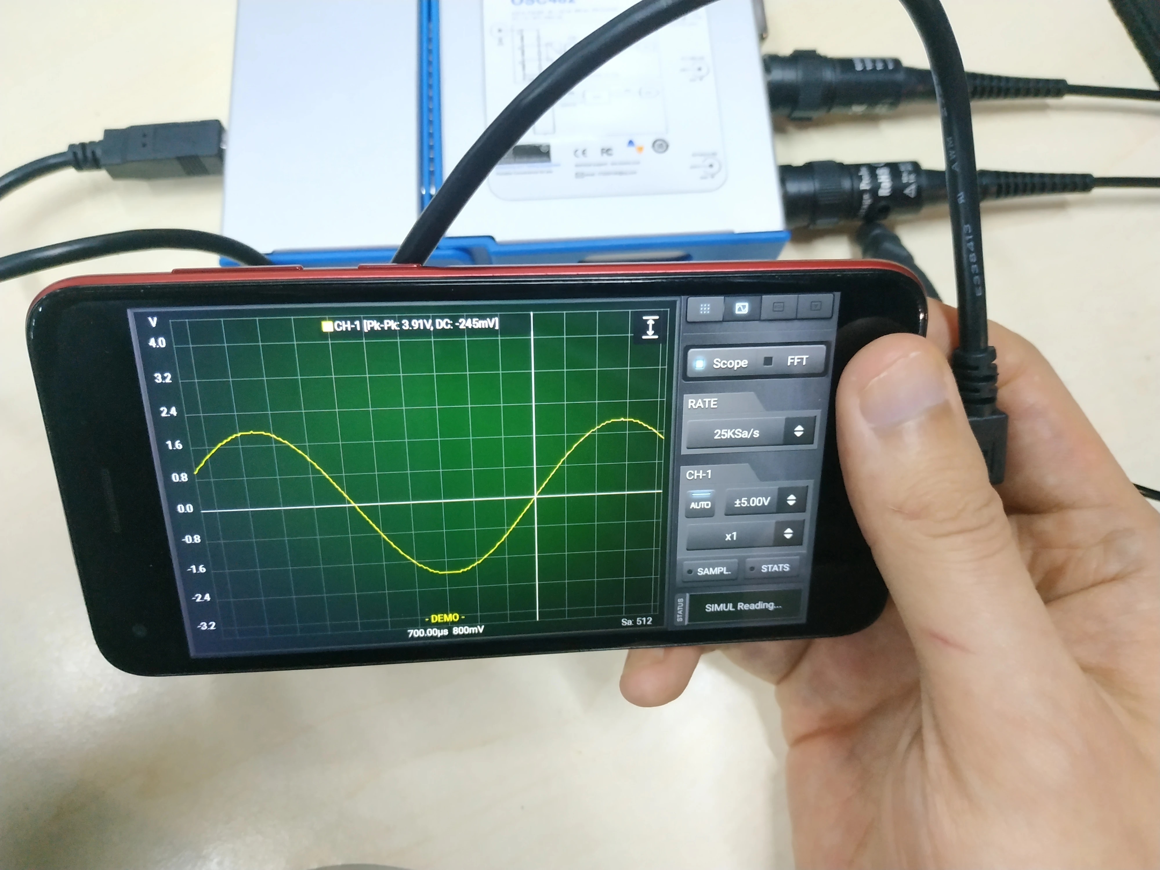 LOTO USB/PC Oscilloscope OSC482M（Android+Windows),50MS/s Sampling Rate,20MHz Bandwidth, for automobile, student, engineer