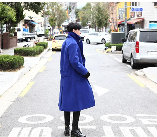 Winter Cashmere coat men long wool jacket Wram Thick Double breasted Overcoat Pea cot for men plus szie Outwear LX1105