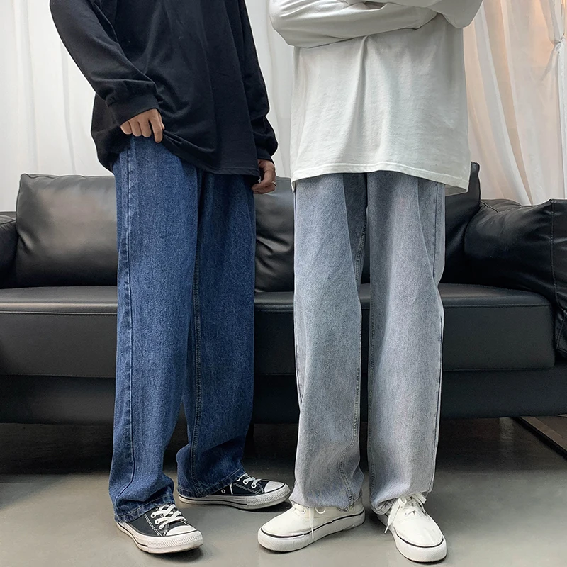 Jeans Robek Pria untuk Pria Merek Fashion Pria Capris Kaki Lebar Longgar Celana Lurus Siswa Musim Semi Fashion Hip Hop Streetwear