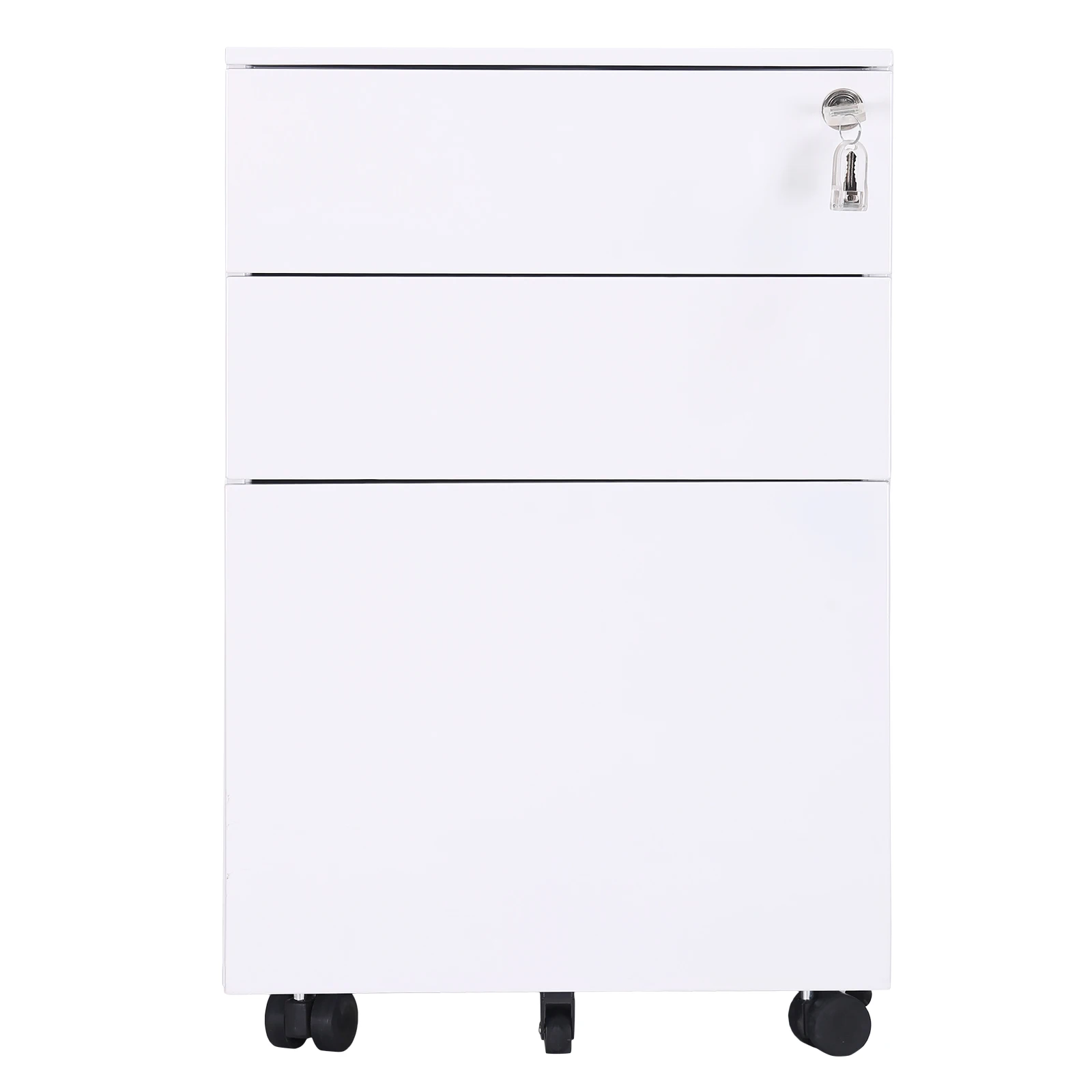 Iron Gooseneck 30*45*60cm Three Drawers Side Pull Metal File Cabinet White  US Warehouse