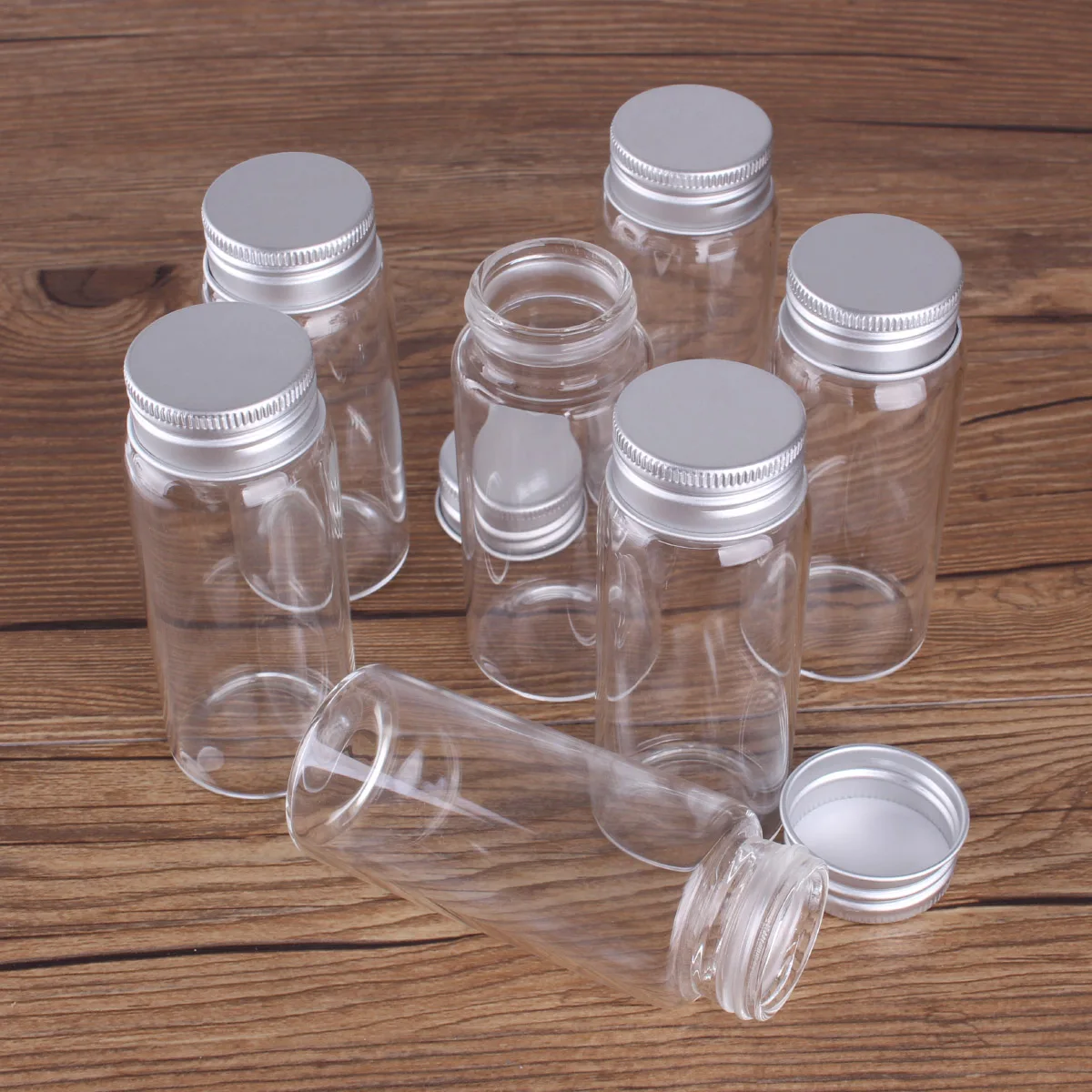 3pcs 70ml 37*90mm Storage Bottles with Aluminum Lids Candy Bottles Spice Jars Glass Bottles Pill Container Message Bottles