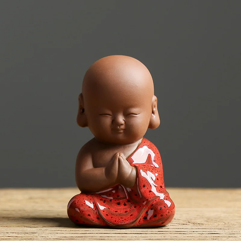 Home decoration small monk creative lovely ceramic crafts home living room office furnishing buddha statues  decor